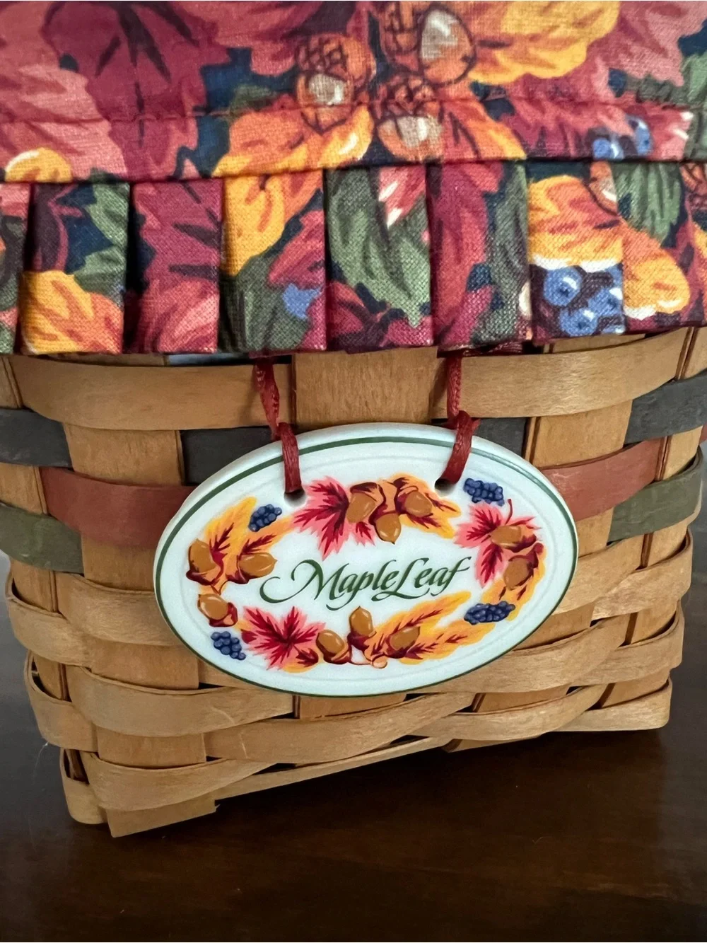 Longaberger Shades of Autumn Maple Leaf Basket with Lid, 1996